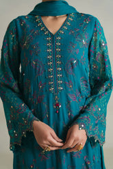 3 Piece Unstitched Chiffon Embroidered Suit (UF0003)